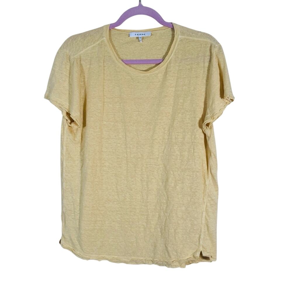 Frame Organic Linen Tee Shirt Womens L Sustainable Staple Elevated Basic Natural